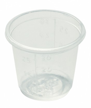 Huhtamaki 18675 Graduated Plastic Portion Cup 35mls - 250 Units (excl. Lid)