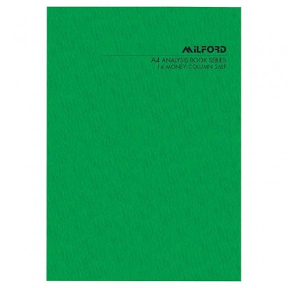 Milford 14 Column Analysis Book A4 Limp Cover 14mc 26lf