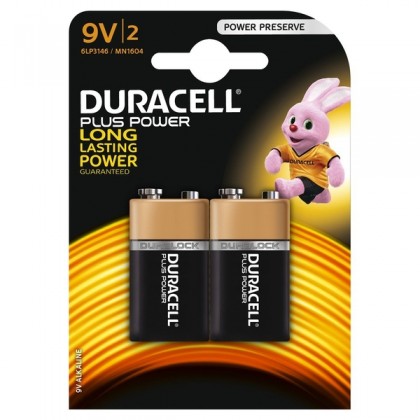 9v Duracell Coppertop Alkaline Battery Pk/2