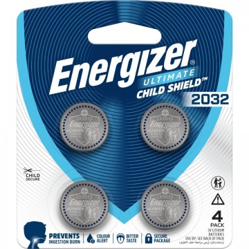 Cr2032 Energizer Ultimate Lithium Child Shield Battery Pk/4