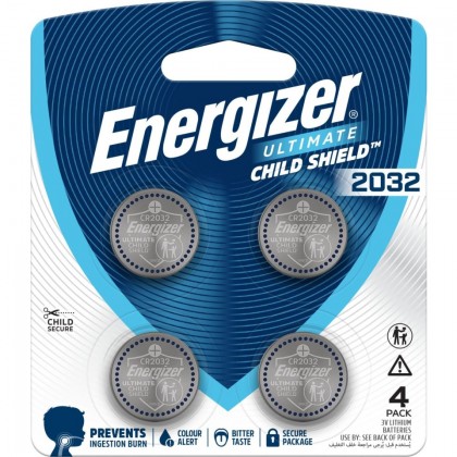 Cr2032 Energizer Ultimate Lithium Child Shield Battery Pk/4