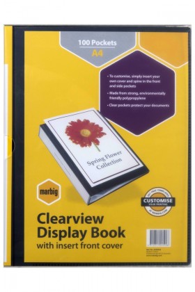 Marbig 100 Pocket Display Book & Case Insert Cover Black
