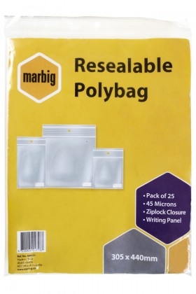 Minigrip Ziplock Plastic Bags 305 X 440mm 45 Micron Pk/25