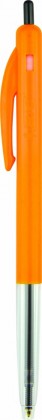 Bic Clic Fine 0.8mm Black Ballpoint Pen Orange Barrel