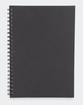 A4 Notebook Hardcover Spiral Side Opening Ruled 160 Pages Black