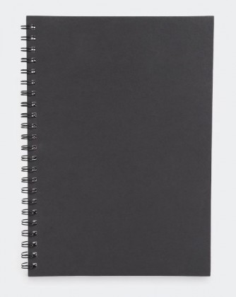 A4 Notebook Hardcover Spiral Side Opening Ruled 160 Pages Black