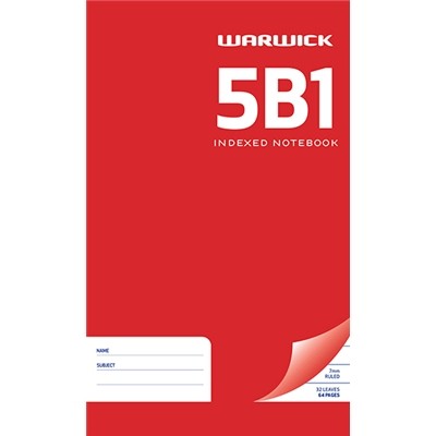 Warwick 5b1 Indexed Notebook 32 Leaf 7mm Ruled 165 X 100mm