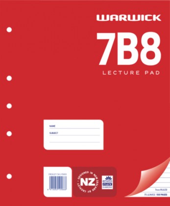 Warwick 7b8 A4 Lecture Pad 7mm Ruled 75 Leaves