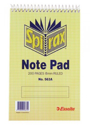 Spirax 563a Spiral Notepad Top-opening 200 X 127mm 200 Pages