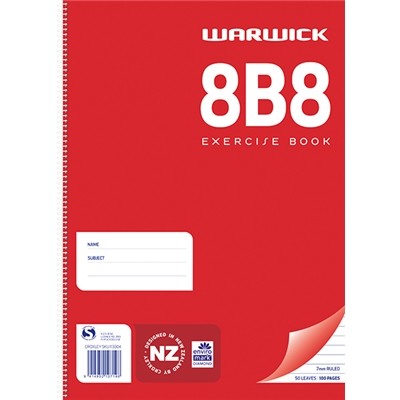 Warwick Spiral 8b8 50 Leaf Ruled Exercise Book