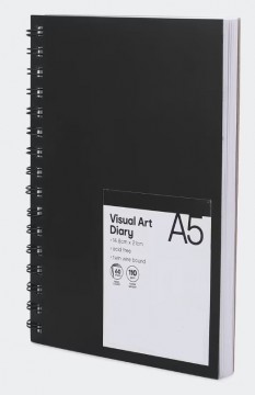 A5 Visual Art Wiro Diary 14.8cm X 21cm 110gsm 60 Sheets Black