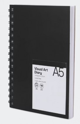 A5 Visual Art Wiro Diary 14.8cm X 21cm 110gsm 60 Sheets Black