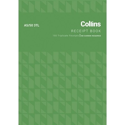 Collins A5/50 3tl Receipt Book Ncr