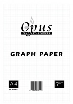 Opus A4 Graph Paper Pad 5mm 70gsm 50 Sheets