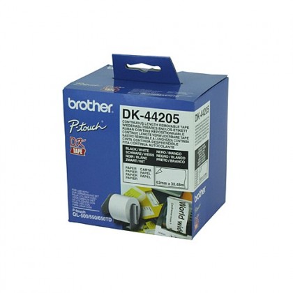 Brother Dk44205 Contin. Paper Removable Label Black On White 62mmx30.48m