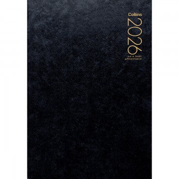 2026 Collins A41a Appointment Diary (day To Page - 1/4 Hr Appts) Black
