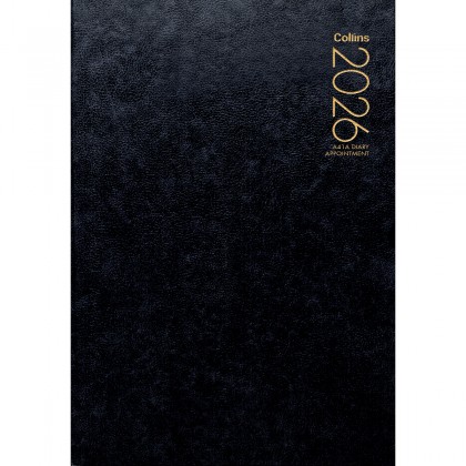 2026 Collins A41a Appointment Diary (day To Page - 1/4 Hr Appts) Black