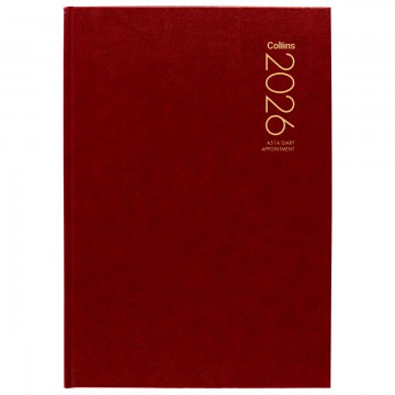 2026 Collins A51a Appointment Diary (day To Page - 1/2 Hr Appts) Red