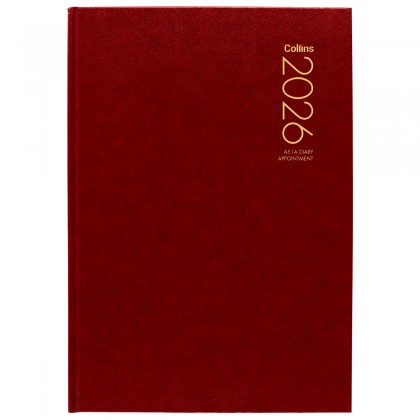 2026 Collins A51a Appointment Diary (day To Page - 1/2 Hr Appts) Red