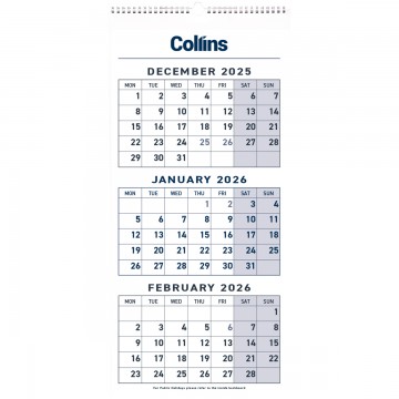 2026 Collins Wall Calendar (3 Months To View)