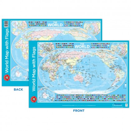 Lcbf World Map Poster With Flags 740mm X 500mm