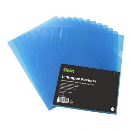 A4 L-shaped Pockets Heavy Duty Blue Pk/12