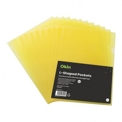 A4 L-shaped Pockets Heavy Duty Yellow Pk/12