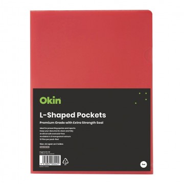 A4 L-shaped Pockets Heavy Duty Red Pk/12