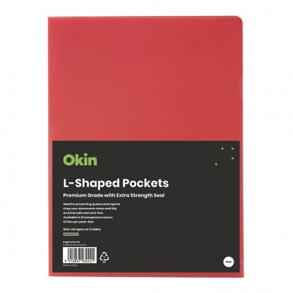 A4 L-shaped Pockets Heavy Duty Red Pk/12