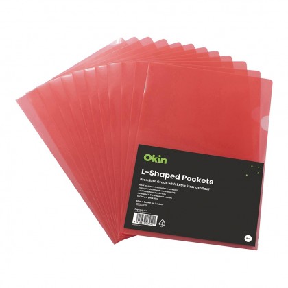 A4 L-shaped Pockets Heavy Duty Red Pk/12