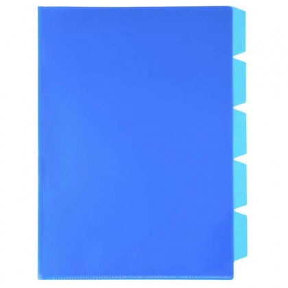 A4 L-shaped Pockets Fm 5 Tab Blue Pk/5