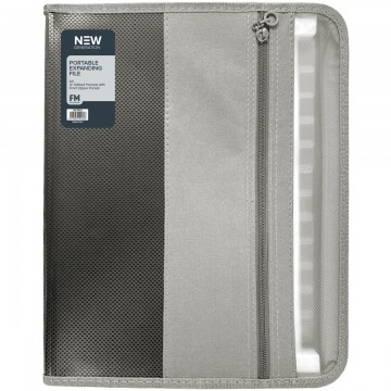Fm Portable Expanding File Zippered A4 Gunmetal Black 13 Pocket