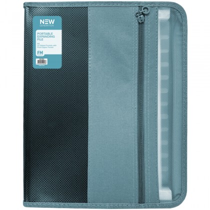 Fm Portable Expanding File Zippered A4 Ocean Blue 13 Pocket