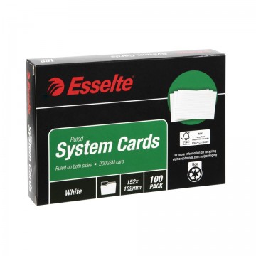 System Cards Ruled 6x4 Feint 152 X 102mm White Pk/100