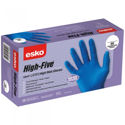 Esko High Five Safety Gloves Disposable Heavy Duty Latex X-large Blue Box/50