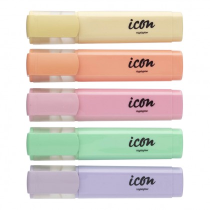 Icon Recycled Pastel Highlighters Chisel Tip 1-5.0mm 4+1 Bonus Pack