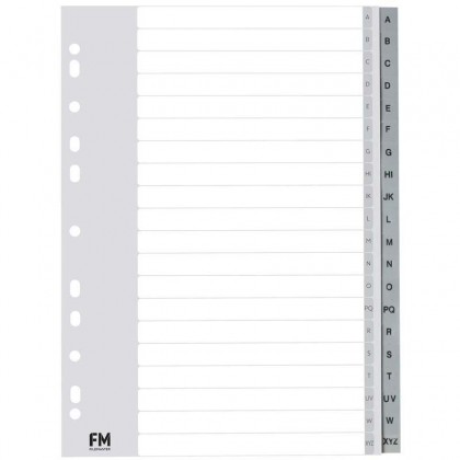 A4 Dividers Indices A-z Pvc Polypropylene Grey