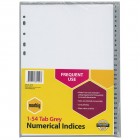 A4 Dividers Indices 1-54 Tab Polypropylene Grey