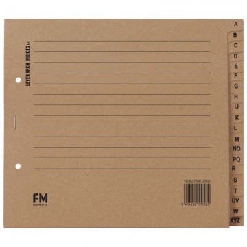 A5 Dividers Indices A-z Fm Manilla 225 X 195 Brown Cardboard For Lever Arch