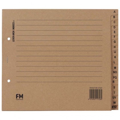 A5 Dividers Indices A-z Fm Manilla 225 X 195 Brown Cardboard For Lever Arch