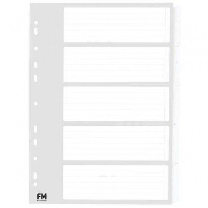 A4 Dividers Indices 5 Tab Fm Cardboard White