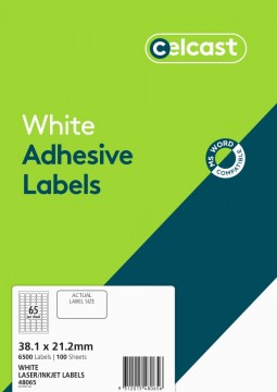Multi-purpose Labels 38 X 21.2 White 65 Per Sheet Pkt/100