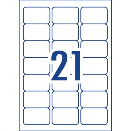 Avery Laser Labels L7160 21 Labels/sheet 63.5mm X 38.1mm Pk/100