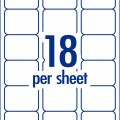Avery Laser Labels L7161 63.5mm X 46.6mm 18 Per Sheet Pk/100