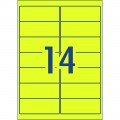 Avery Laser Labels L7163fy 99.1 X 38.1mm Hi Vis Fluoro Yellow 14/sheet Pk/25