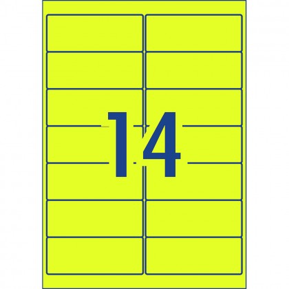 Avery Laser Labels L7163fy 99.1 X 38.1mm Hi Vis Fluoro Yellow 14/sheet Pk/25