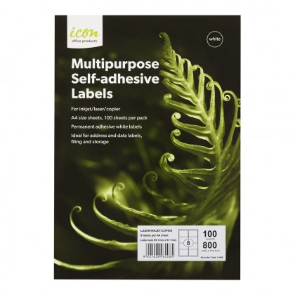 Multipurpose Labels A4 99.1mm X 67.7mm Self-adhesive 8/sheet 100 Sheets