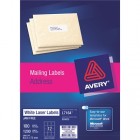 Avery Laser Labels L7164 12 Labels/sheet 63.5mm X 72mm Pk/100