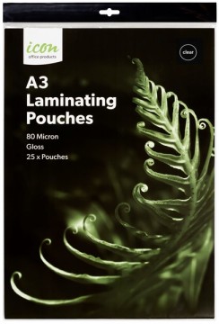 A3 80 Micron Laminating Pouches Gloss Bx/100