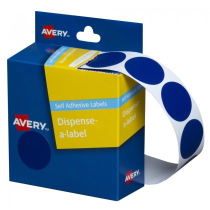 Avery Dispenser Box Labels 24mm Round Dot Stickers 937244 Blue Pk/500
